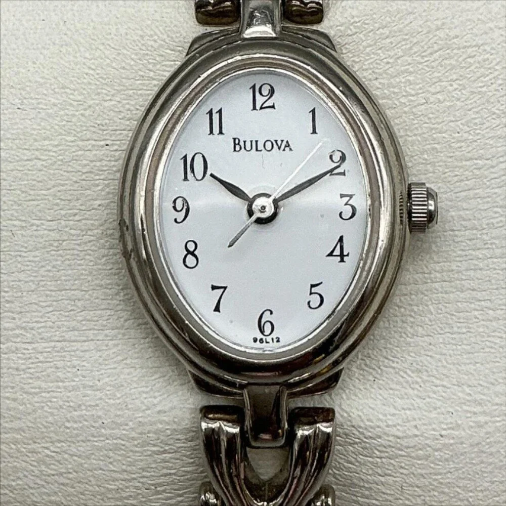 Bulova Womens Watch 17mm White Dial Silver Tone Bracelet New Battery 6.25
